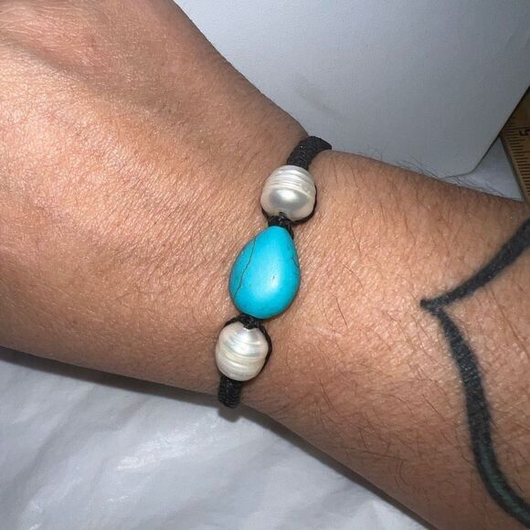 Seaside Pearls Marti Freshwater Pearl and Turquoise Bracelet - Picture 1 of 8